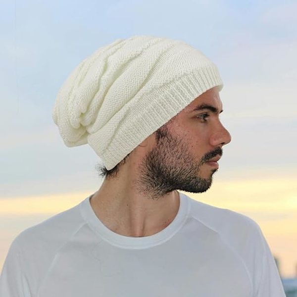Unisex Vintervarm Fleecefodrad Slapp Stickad Beaniehatt Strumphatt Skallehatt för Män Kvinnor