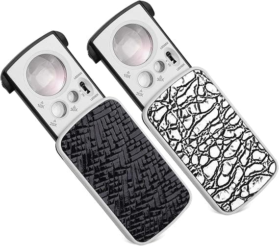 LED Slide-Out Juvelerlupe, 30X 60X 90X Belyst Multi-Power