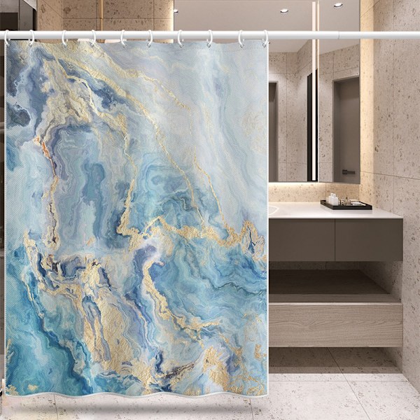 Marmor tekstur bruseforhæng, polyester stof bruseforhæng 180x180 cm
