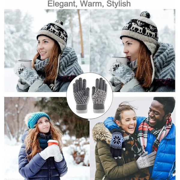 Långa Vinter Touchscreen-Vantar för Kvinnor Män Varma Vinter Stickade Vantar Anti-Kall Varma Fleece Vantar för Vandring Körning Skidåkning Utomhus,Gr