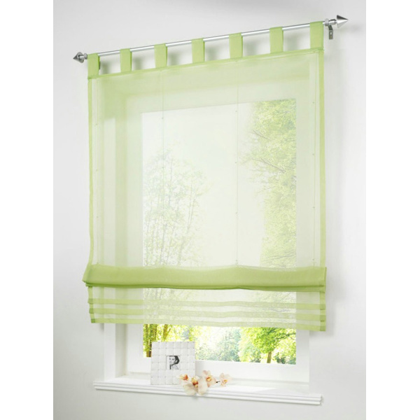 1 stk. Romersk rullegardin Transparent Simpelt Gardin Voile Flig Gardin Vindue Dekoration Soveværelse/Badeværelse/Balkon (BxH/120x155cm, Grøn)