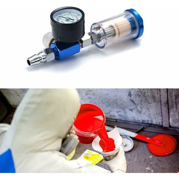 180PSI 1/4 Sprayfärgspistol Lufttrycksregulator Mätare Airbrush Kompressor och
