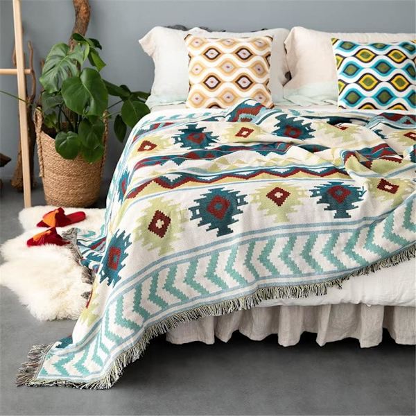 Southwest filt kast dubbelsidig Aztec Southwest kast multifunktionellt överdrag för soffa stol soffa säng utomhus strand resa 90*150cm