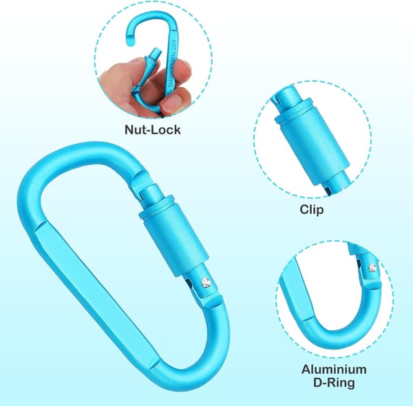 4 st krokar, 3 tum aluminium D-ring låskrok, utomhus camping S