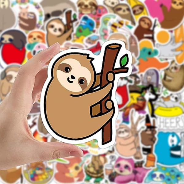 Sloth Stickers | 50 stk. | Vinyl Vandtætte Stickers til Bærbar, Skateboard, Vandflasker, Computer, Telefon, Guitar, Søde Sloth Stickers til Børn Voksne (Sloth Stickers)