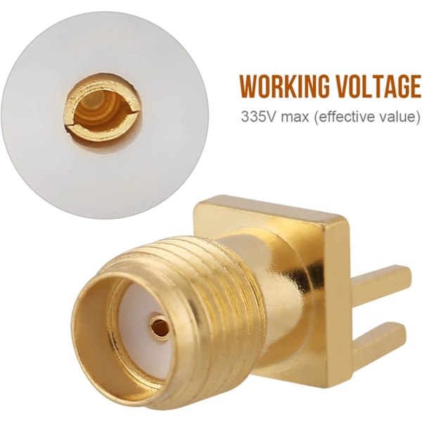 10 stk SMA Hunnkontakt Base Socket Jack Hunn Koaksial Adapter RF PCB Montering 50 Ohm Messingkontakter for WiFi Antenne Radio Repeaterer Forlengelse Ca