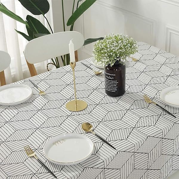 Rektangulær dug i geometrisk stil bomuldsdug dug til køkkenbord