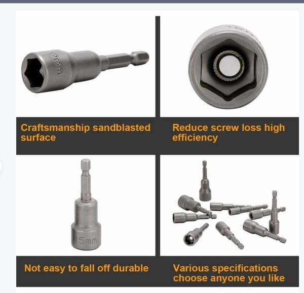 10 stk slagdriver socket bit 6-15mm sett magnetisk hex socket magnetisk bit sett drill hex socket socket sett 1/4 tommer for hurtig skifte chuck