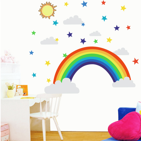 En set Rainbow Wall Stickers Stars Sun Clouds Wall Stickers för