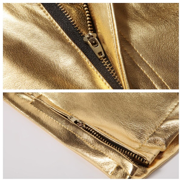 Herr Casual Byxor Läder Metallic Blank Rak Natklubb Cosplay Byxor