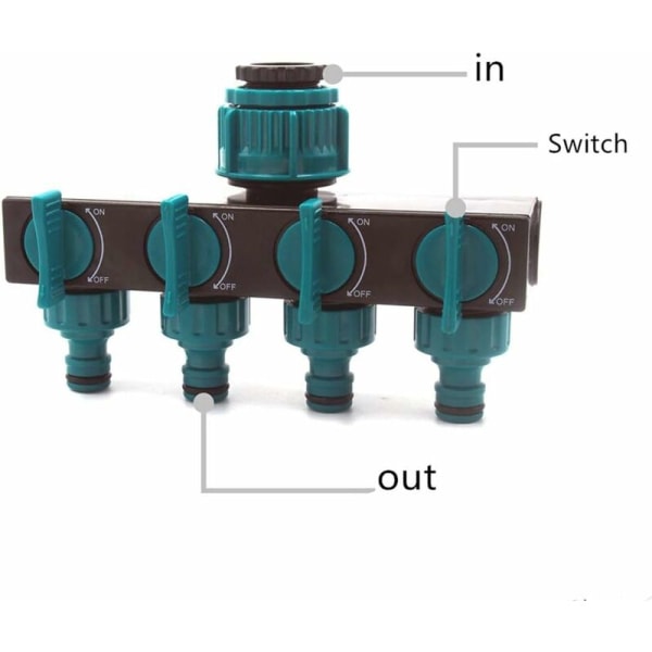 4 uttak hageslangekobling, fordelerslangekobling, forlengelseskobling, kranmunnstykke, Y-velger 180*83*120mm