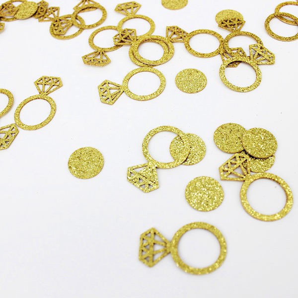Guld bryllup bordkonfetti, I Do forlovelsesfest bordspredning,