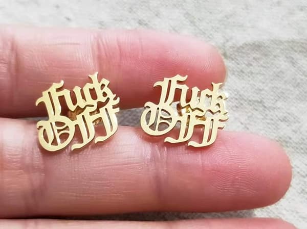 Rustfrit stål Fuck Off Stud Øreringe til venskab Initial Words Øreringe