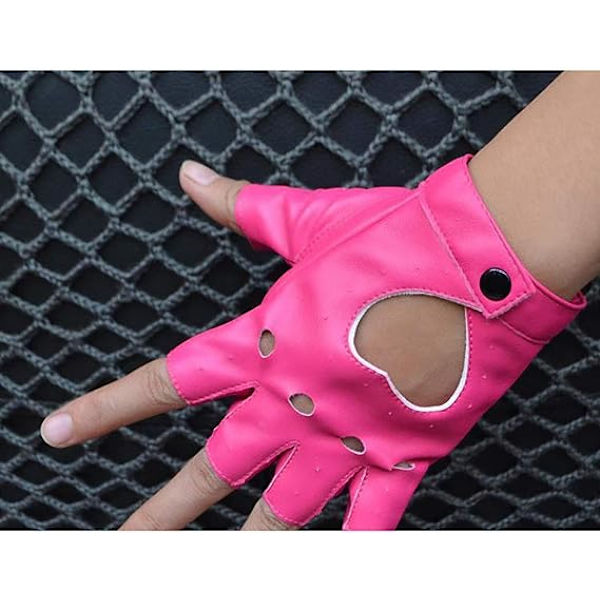 Punk Fingerless Dance Glove för kvinnor, Jazz Style Glove, PU Leath