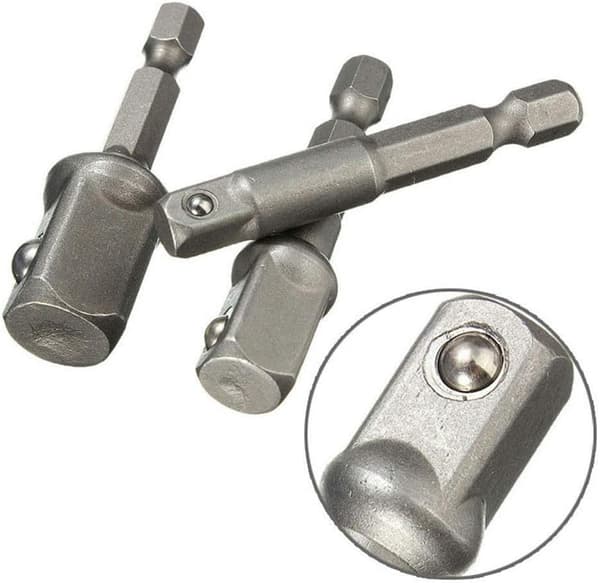 Pakke med sekskantet skaftadapter til slagnøgle (1/4\", 3/8\", 1/2\").
