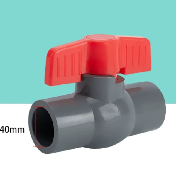 PVC Kuleventil, U-PVC Plastkuleventil, Rette Koblinger for Flowkontroll og Stenging (φ40mm)