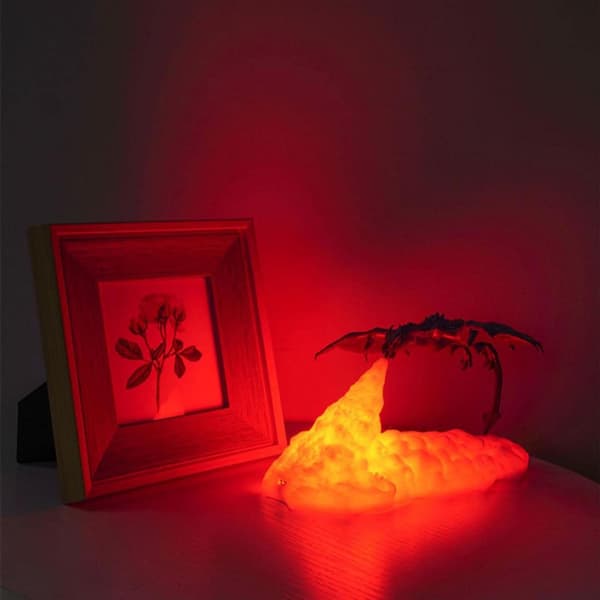 Ilddrage Lampe Lys, 3D Printet Nattelys LED Månelys Gave