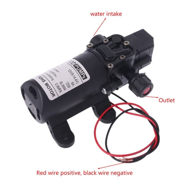 Højtryks membranpumpe 12V 6A 72W 6L tryk