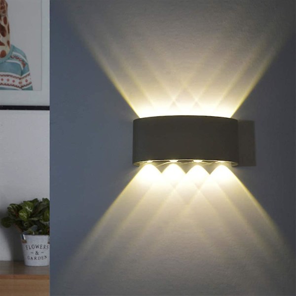 2 stk. Moderne Udendørs Vandtætte Væglampe, 8 Leds Gang Veranda Væg