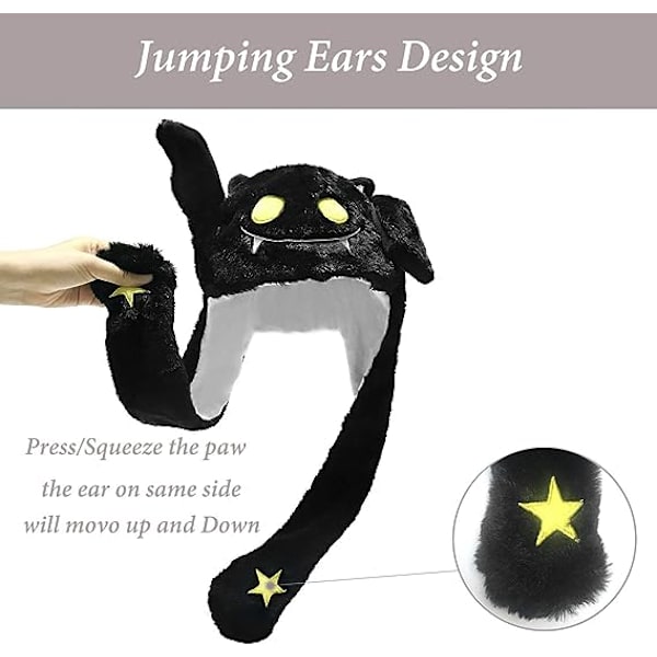 Rörliga öron hoppande hatt rolig plysch spöke hatt unisex öronmössor rörliga öron hatt Cosplay Halloween fest hatt julhatt
