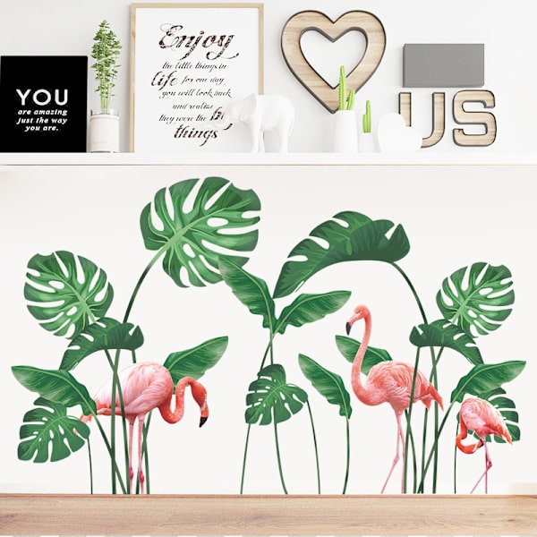 Trooppiset lehdet Flamingo seinätarra seinätarra seinäkoriste