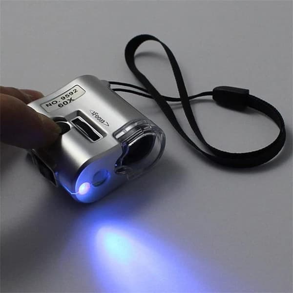 Mini 60x UV LED-lupe for kontantdeteksjon