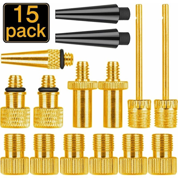 15 stk. cykelventil adapter, cykelventil adapter, kuglepumpe nål, standard luftpumpe cykelventil adapter, luftkompressor, volleyball, fodbold, va
