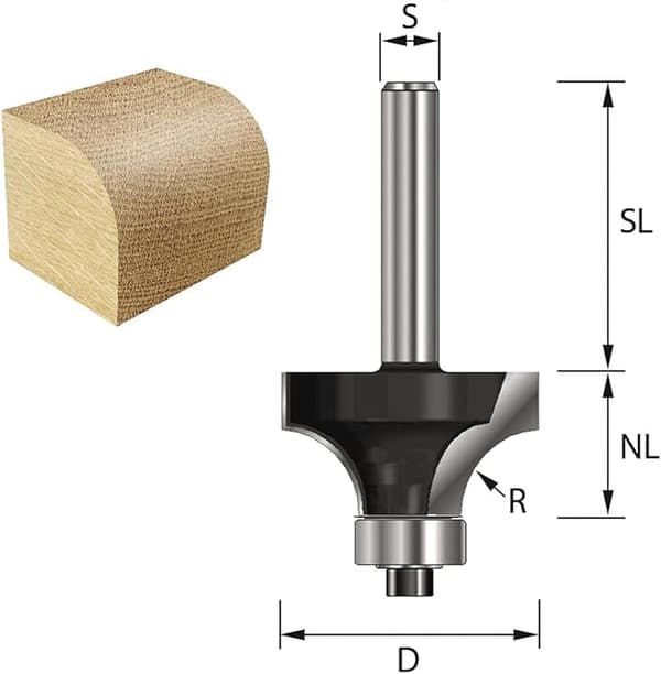 Avrundingsfres med hardmetall, med lager