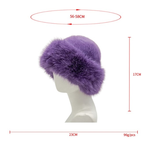 Unisex Vinterstickad Beaniehatt för Kvinnor, Tjock Konstpälshatt - Lila