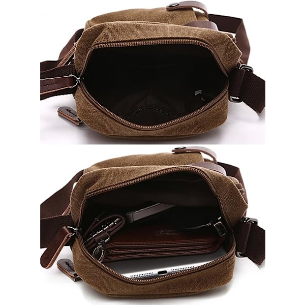 Liten vintage canvas resväska miniväska axelväska crossbody handväska