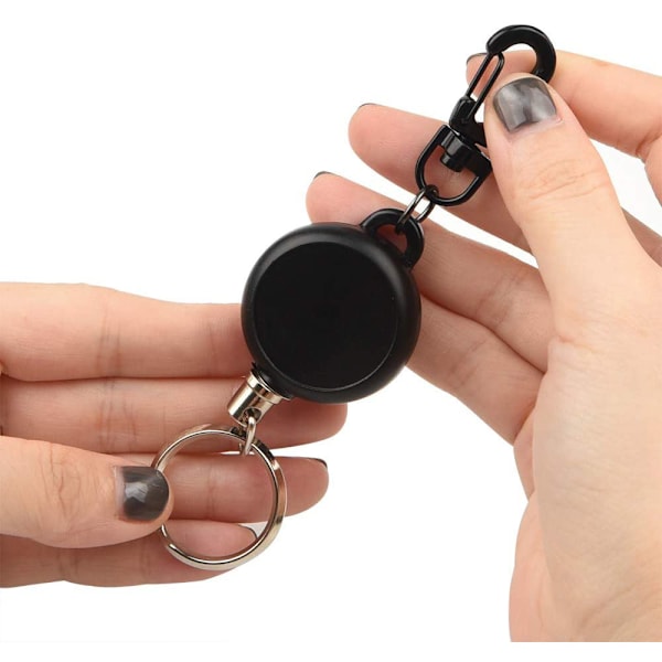 10 stk. Heavy Duty Retractable Key Chain Badge Reel Clips med 60 cm