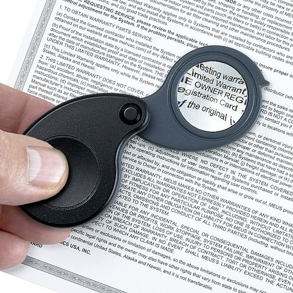 TriView taittuva suurennuslasi sisäänrakennetulla kotelolla