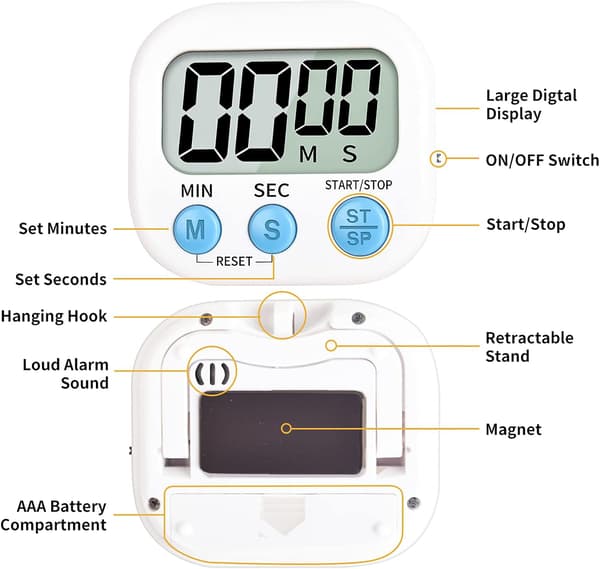 Timer for Kids,Oversized Display,Kitchen Timer Digital,Magnetic B