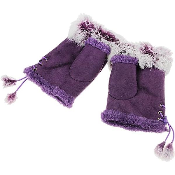 Kvinder Vinter Varme Halv Finger Fingerless Pels Skrivning Ridning Håndled