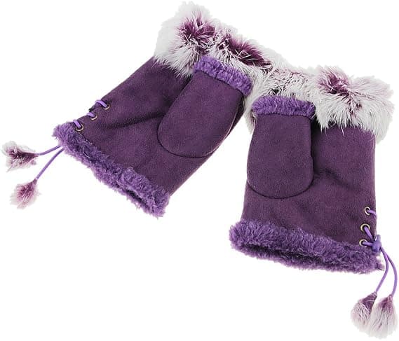 Kvinners Vinter Varme Halv Finger Fingerless Pels Skrive Ridding Håndledd