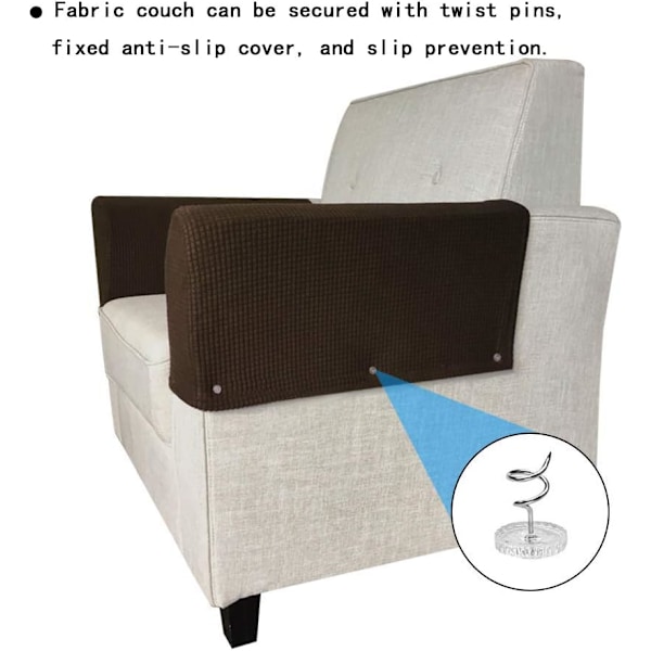 Antislip-spandex armstödsöverdrag lädersoffa elastisk polyester dubbelt tjockt tyg fåtölj armstödsskydd möbelskydd set om 2（(Chokladfärg)