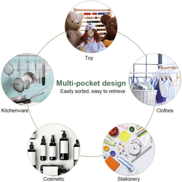 2 stk. opbevaring over døren, vandtæt vægskab hængende opbevaringsarrangør med 5 lommer, bomuldslinnedstof hængende hylder lomme (grå)