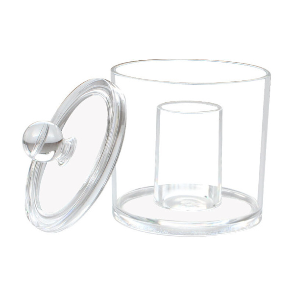Box för bomull och bomullspinnar med lock, transparent, dimension
