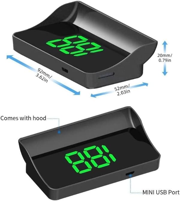 Auto Head Up Display Vinduesprojektor, Speedometer KM/H med GPS-chipsæt
