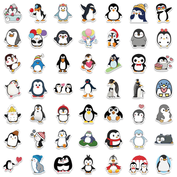 100 st pingvinklistermärken, söta tecknade pingviner vattentäta klistermärken, vinylklistermärken