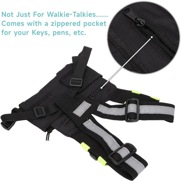 Walkie Talkie Sele Sele Radio Vesker, Justerbar Nylon Brystpakke, Universal Radio Vest, Grønn Reflekterende Brystpose, for Motorola, for TYT