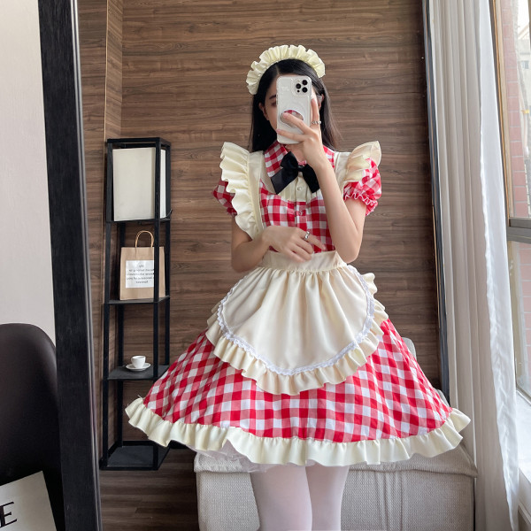 Womens Girls Sweet Lolita Kjole Prinsesse Hof Kjole Cosplay Maid