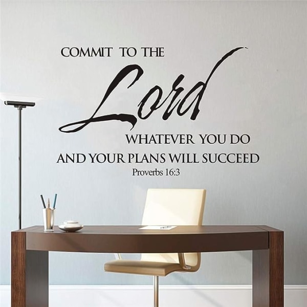 Commit to The Lord Vinyl Bible Verse Wall Sticker Joshua Psalm Wall Art Inspirat