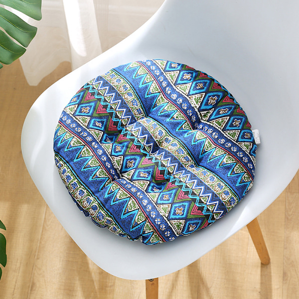 Bohemisk mjuk rund stolsdyna trädgård uteplats hem kök kontor sittdyna blå diameter 45x45cm
