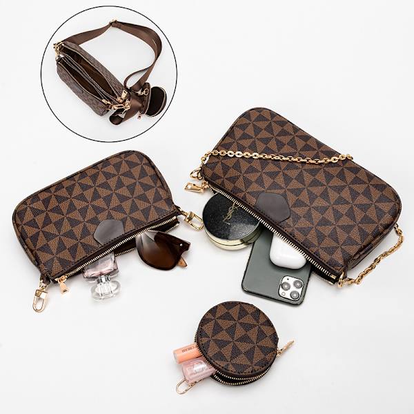 Uusi kuvio monivärinen muotibrändin suunnittelija 3-IN-1 Messenger-laukku Crossbod