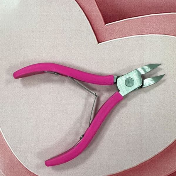 Professionel Neglebåndsklipper, Neglebåndsfjerner, Skridsikkert Silikonehåndtag, Rustfrit Stål (Pink)，10*7cm