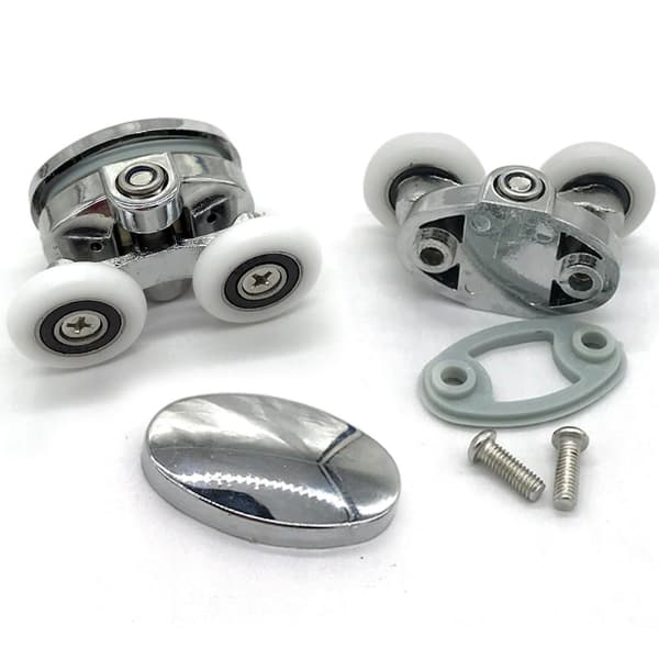 Set med 4 duschdörrrullar - Två hjul - Oval - Fjärilsformad (23mm)