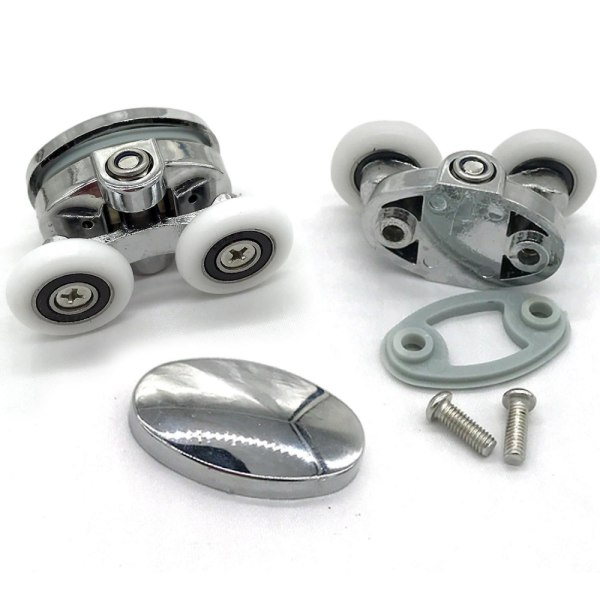 Set med 4 dusjdørruller - To hjul - Oval - Butterfly-formet (23mm)