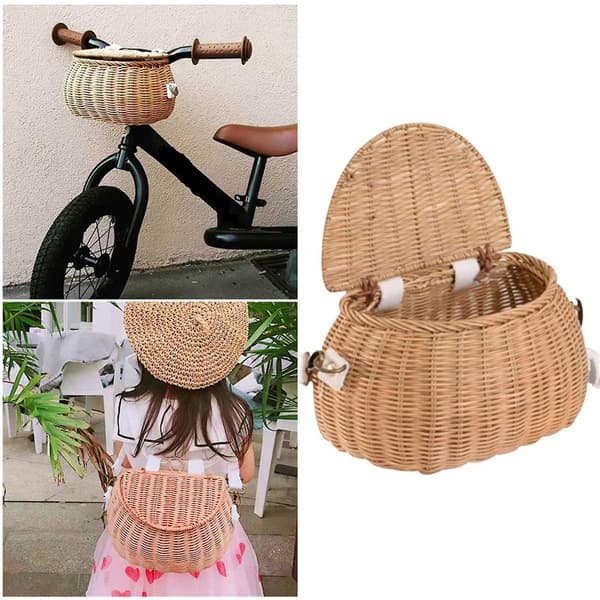 Fletcykelkurv i rattan til børn