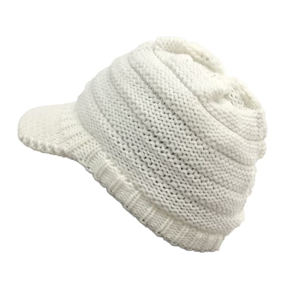 Kvinners vinterstrikkede lue varm bomullslue hvit